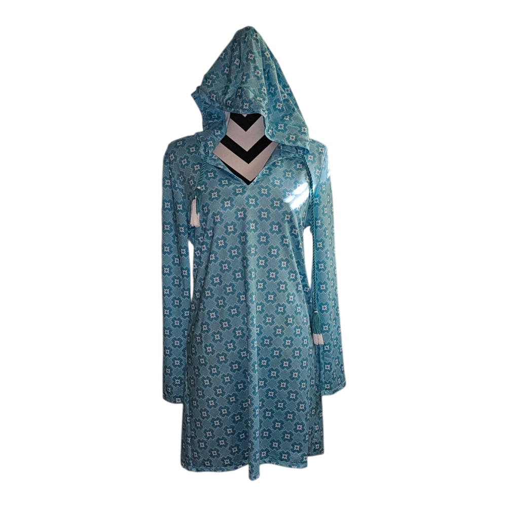 Cabana Life Teal and White Patterned Dress